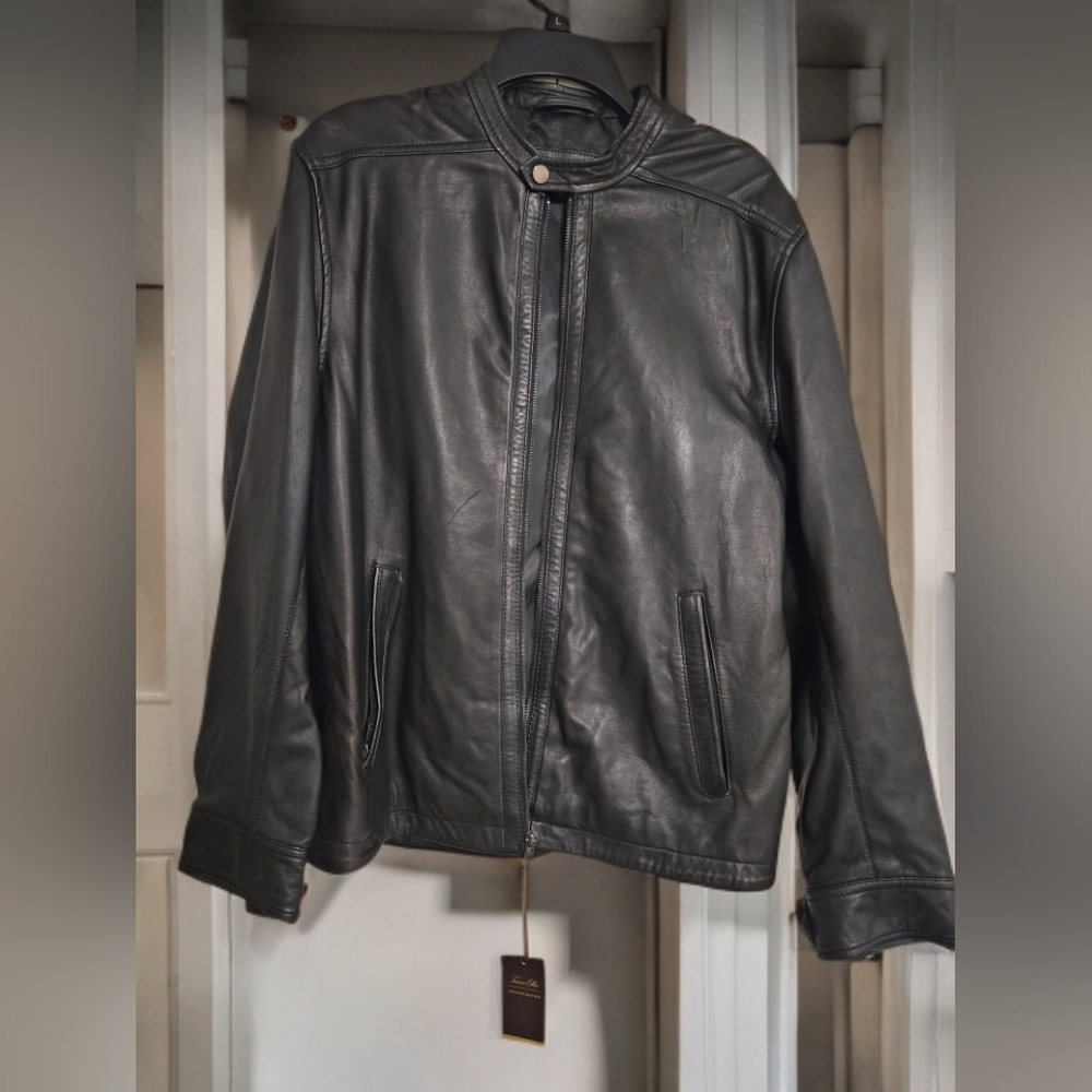 Tasso Elba Men's Black Leather Jacket